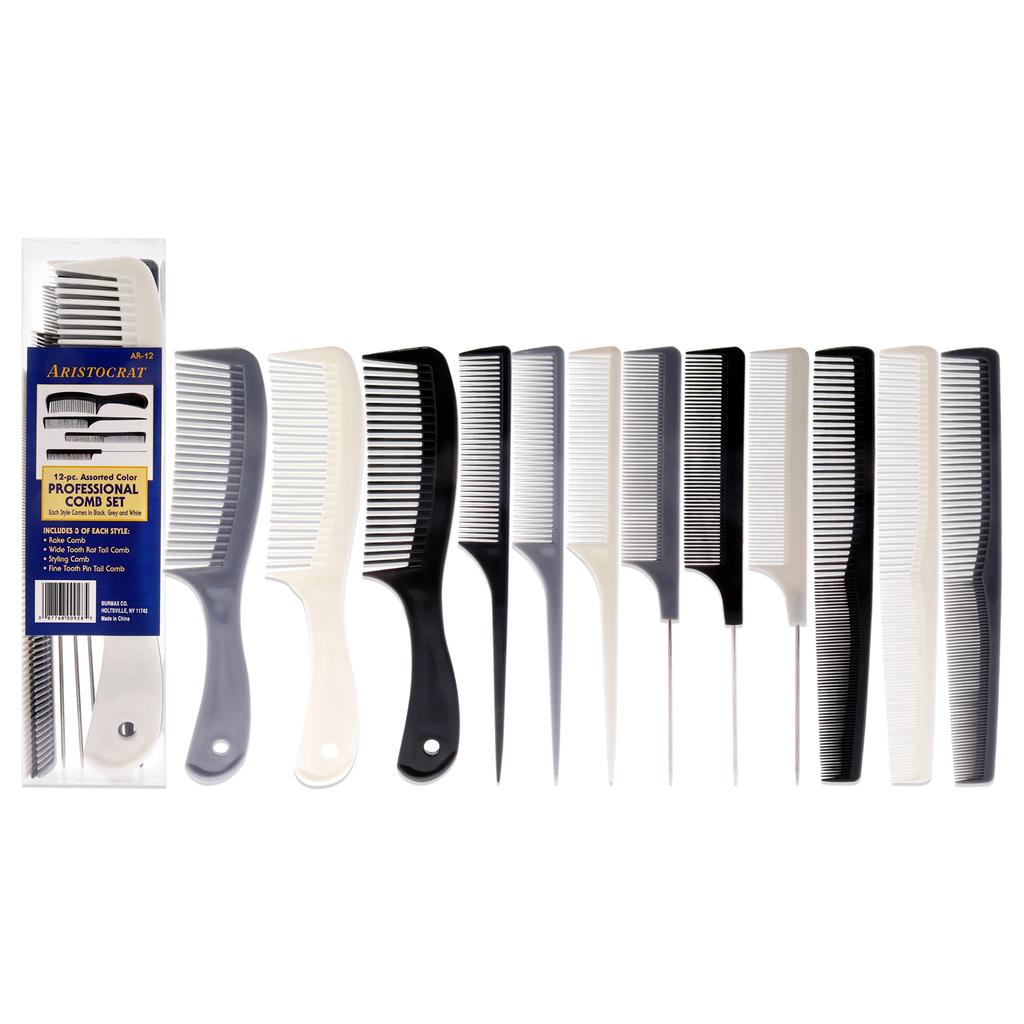 Aristocrat Assorted Color Professional Comb Set For Unisex 12 Pc Comb