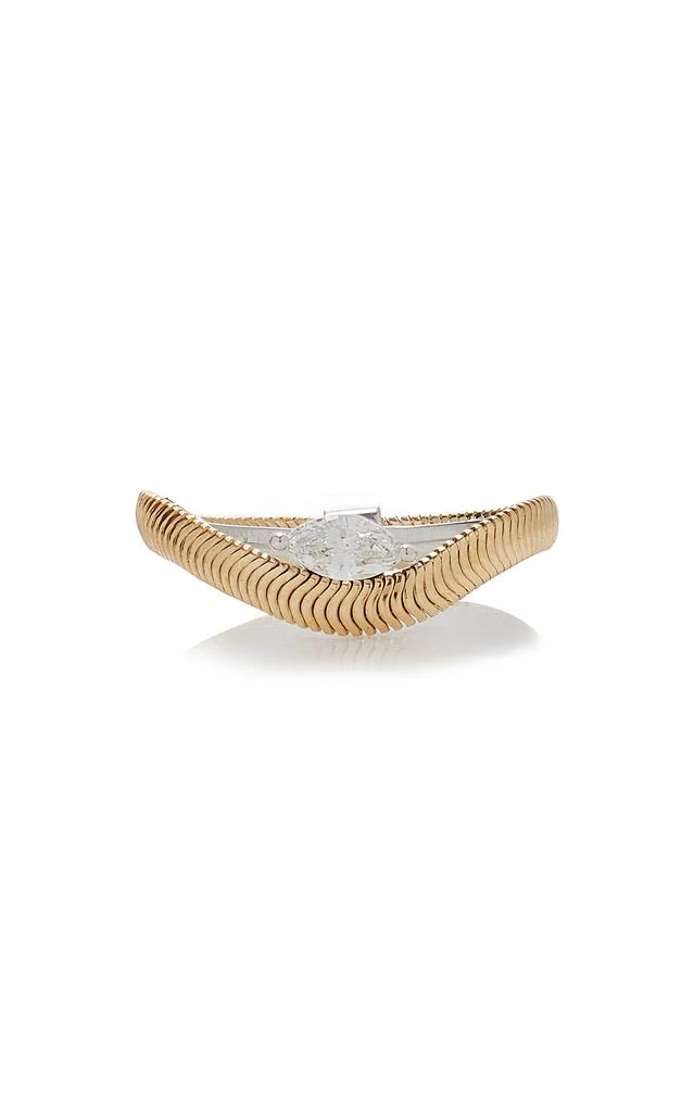 Nikos Koulis Nikos Koulis - 18K White and Yellow Gold Feelings Thin Diamond Ring - Gold - US 6.75 - Moda Operandi - Gifts For Her 1