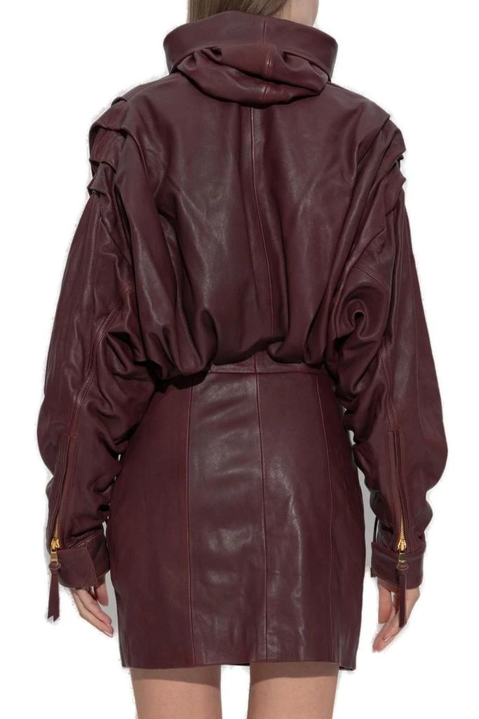 Balmain Leather Short Hooded Dress