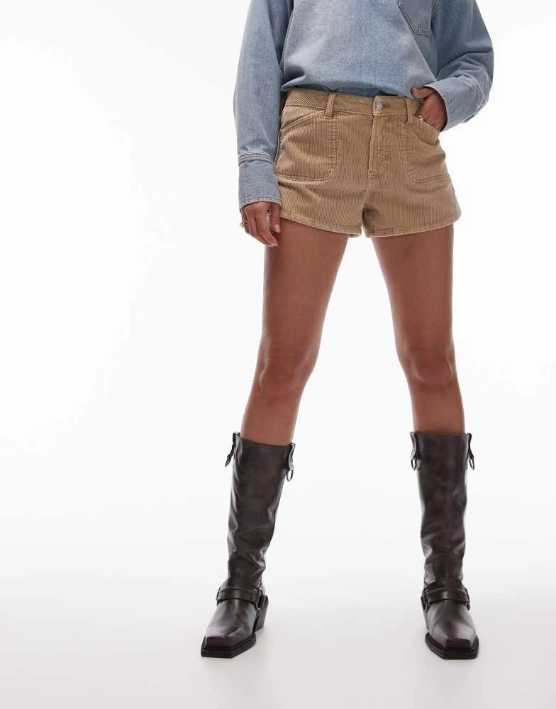 Topshop Topshop denim cord knicker short in buttermilk 5