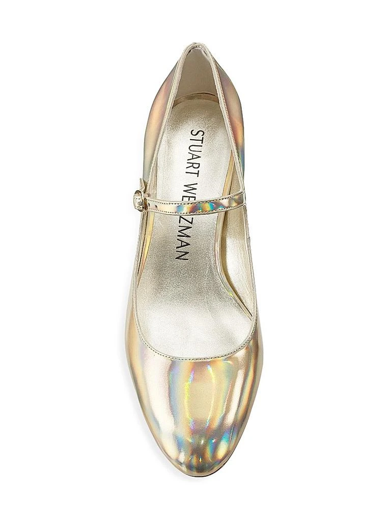 Stuart Weitzman Vivienne 35MM Metallic Leather Mary Jane Pumps 5