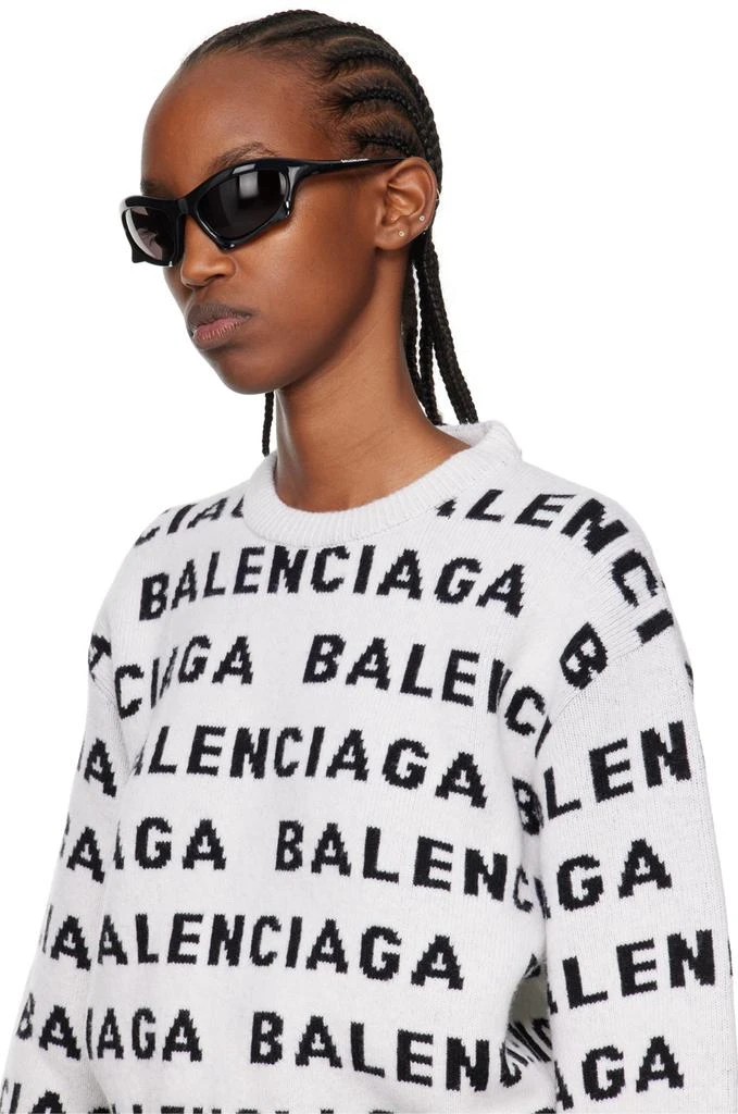 Balenciaga Black Bat Rectangle Sunglasses 4