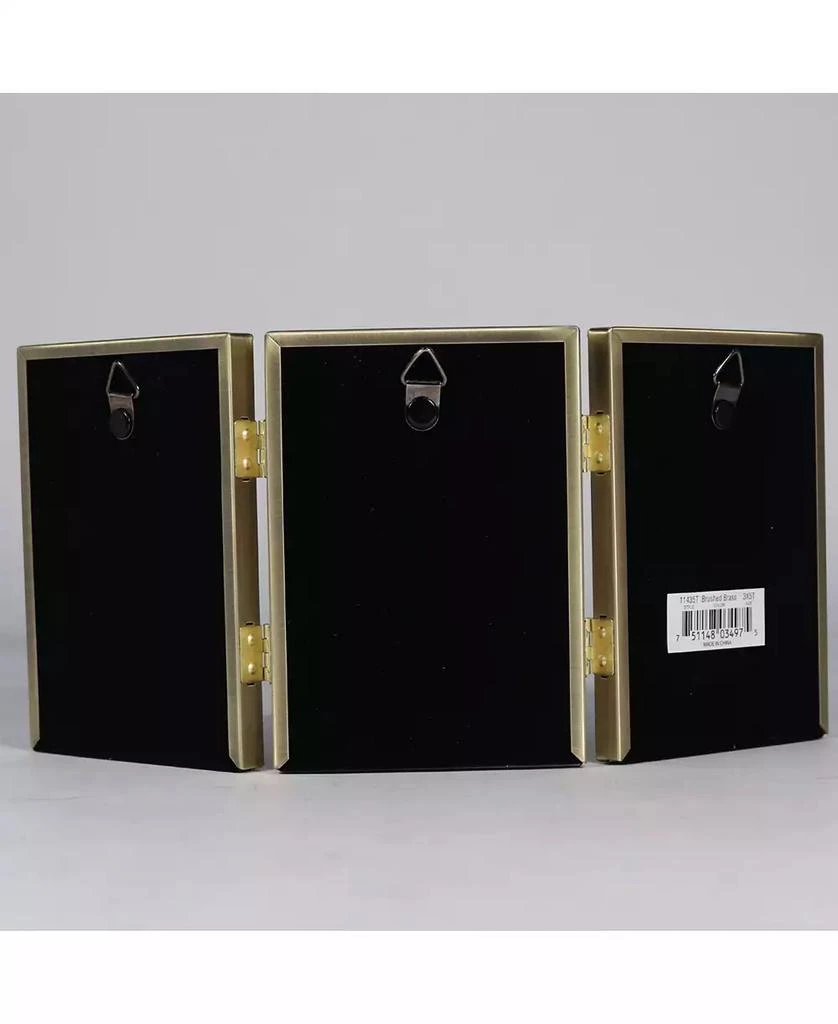 Lawrence Frames Antique Gold Bead Hinged Triple Picture Frame - 3.5" x 5" 2