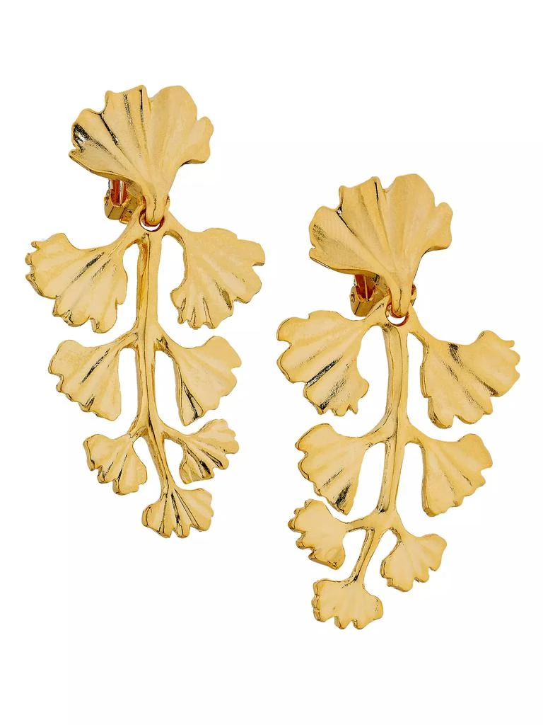 Kenneth Jay Lane Goldtone Clip-On Leaf Earrings 1