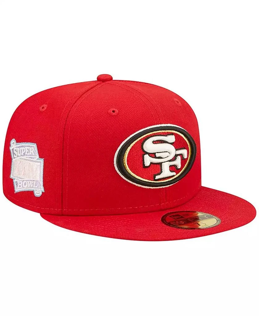 New Era Men's Scarlet San Francisco 49ers Super Bowl XXIV Pop Sweat 59FIFTY Fitted Hat 1