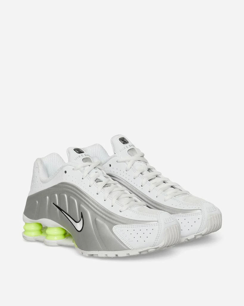 NIKE Women's Shox R4 Sneakers White / Metallic Silver / Volt 3