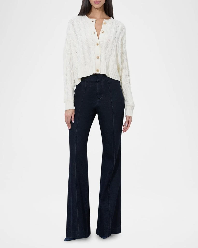 Alice + Olivia Cecilie Cropped Cable-Knit Cardigan 2