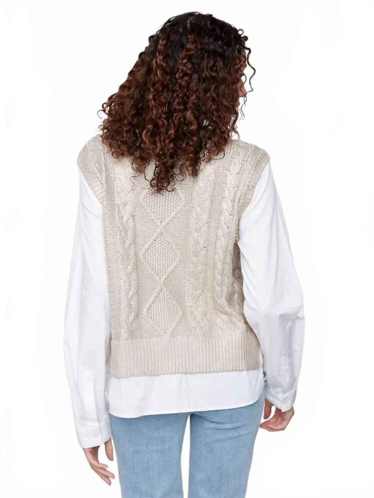 CHARLIE B Foiled Crew Neck Fooler Sweater Vest In Gold 2