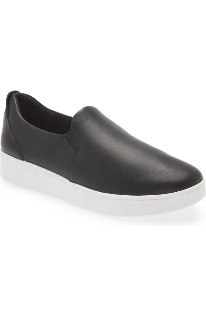 FitFlop Women's Rally Leather Slip-On Skate Sneaker In Black 2