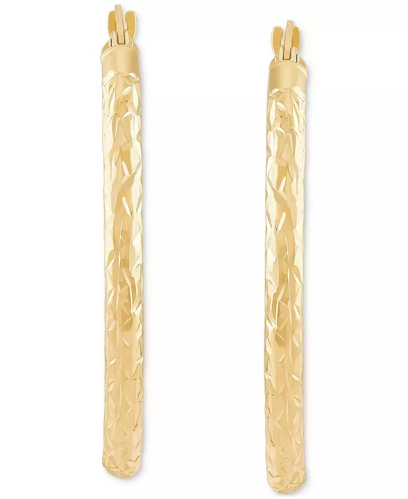 Macy
s Textured Oval Hoop Earrings in 14k Gold, 1-3/8 inch 4