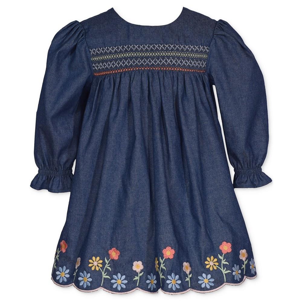 Bonnie Baby Baby Girls Embroidered Denim Woven Dress