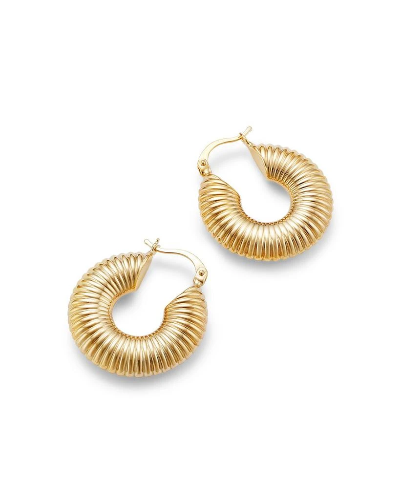 Bloomingdale's Fine Collection Ridged Puff Hoop Earrings in 14K Yellow Gold 3