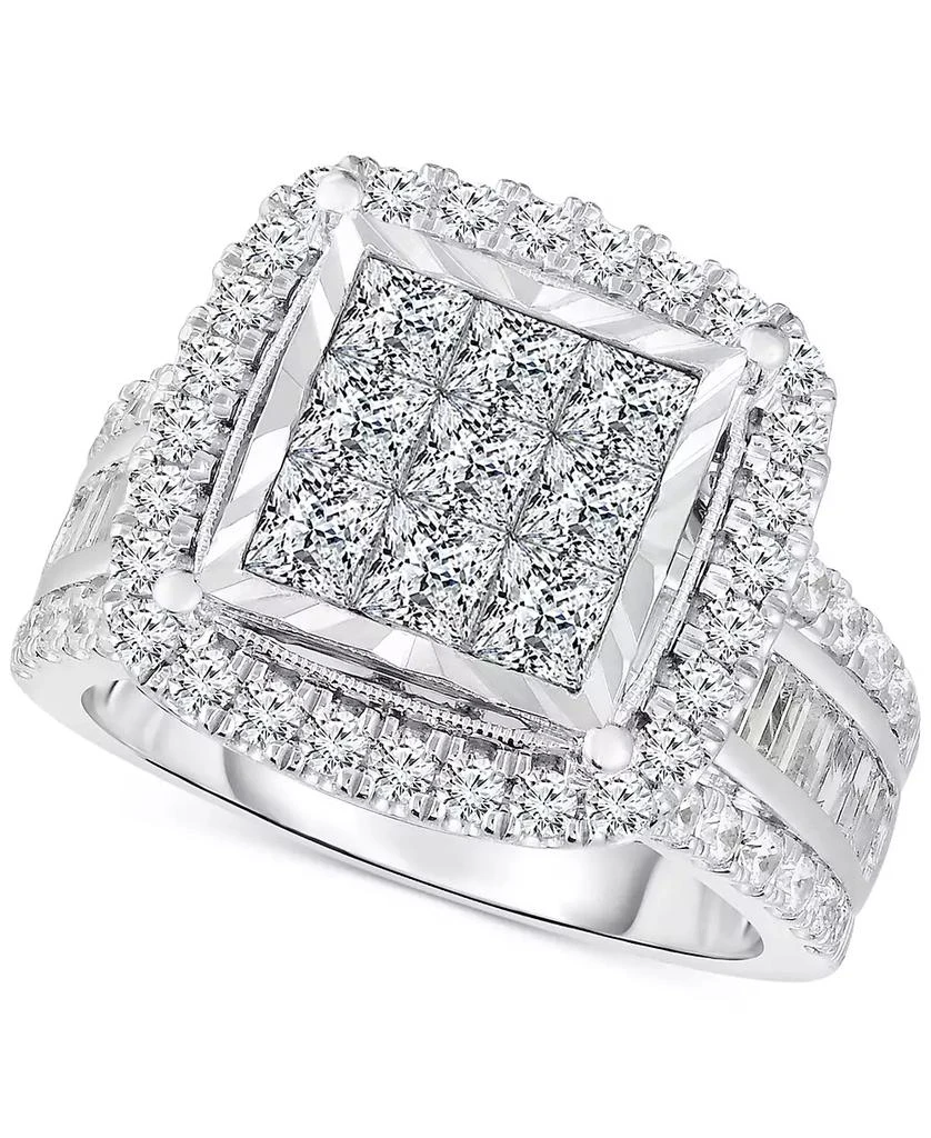 TruMiracle TruMiracle™ Diamond Halo Cluster Engagement Ring (3 ct. t.w.) in 10k White Gold 1