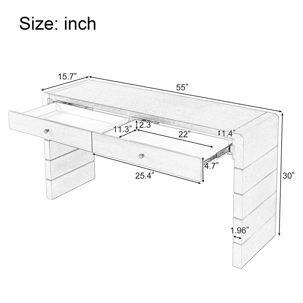 Streamdale Furniture Streamdale Curved Console Table with Drawers - Entryway Table 4