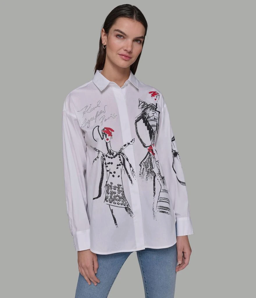 Karl Lagerfeld Paris SKETCH GIRL POPLIN SHIRT 1