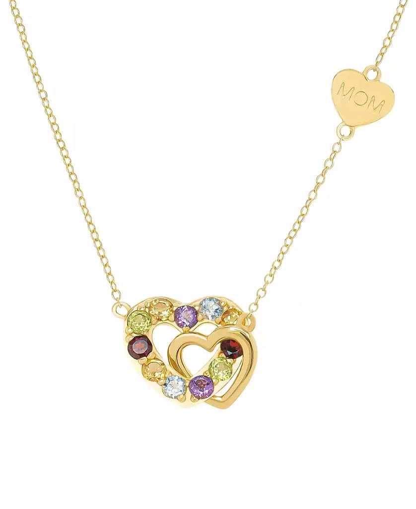 Macy's Multi-Gemstone Interlocking Hearts Mom 18" Pendant Necklace (1-1/6 ct. t.w.) in 14k Gold-Plated Sterling Silver 1