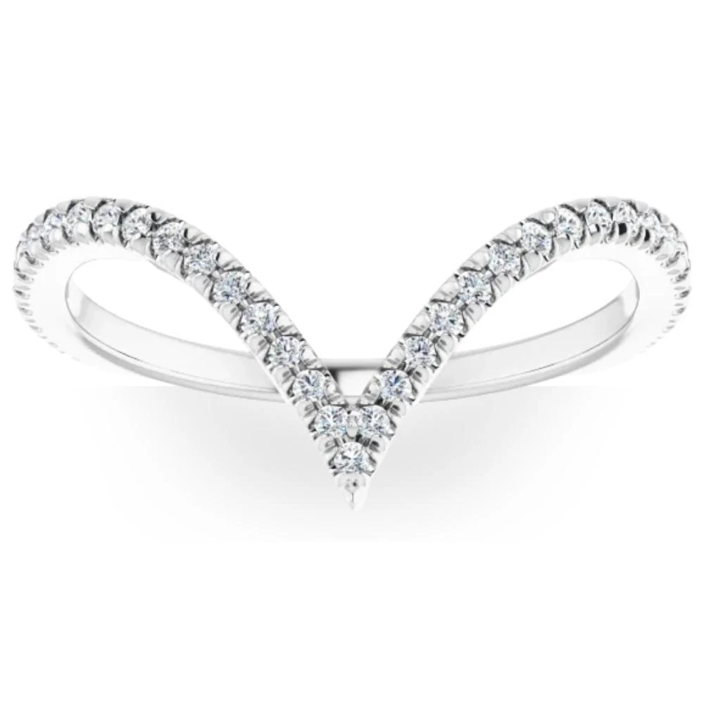 Pompeii3 1/4Ct Diamond V Shape Ring Contour Stackable Band in White, Yellow, or Rose Gold 5