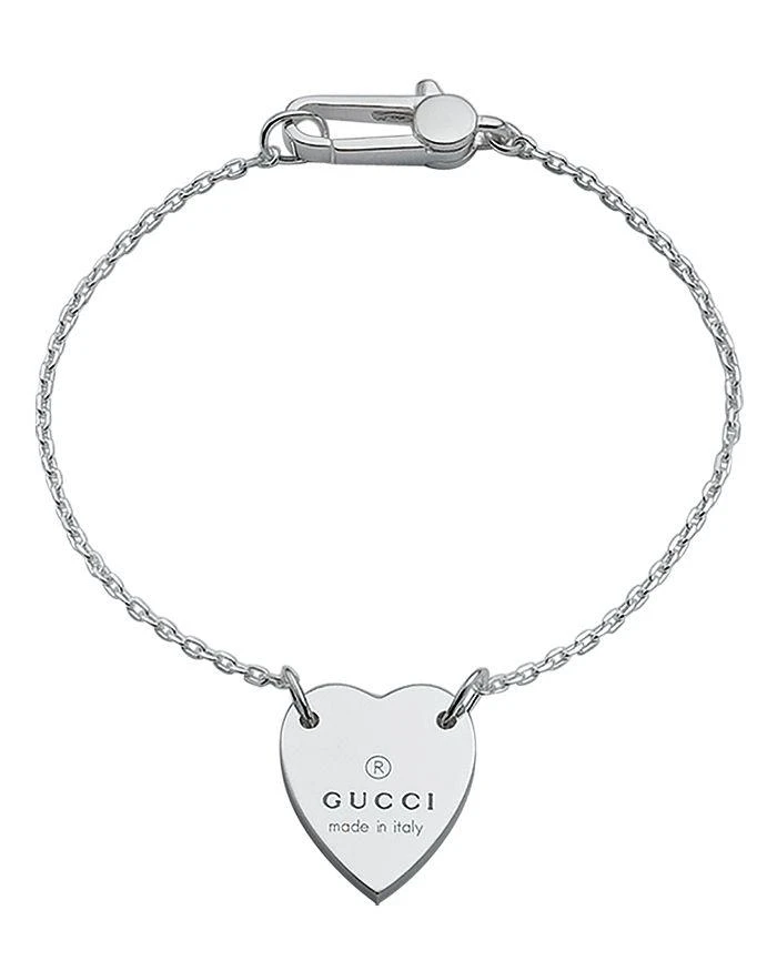 Gucci Sterling Silver Engraved Heart Bracelet
