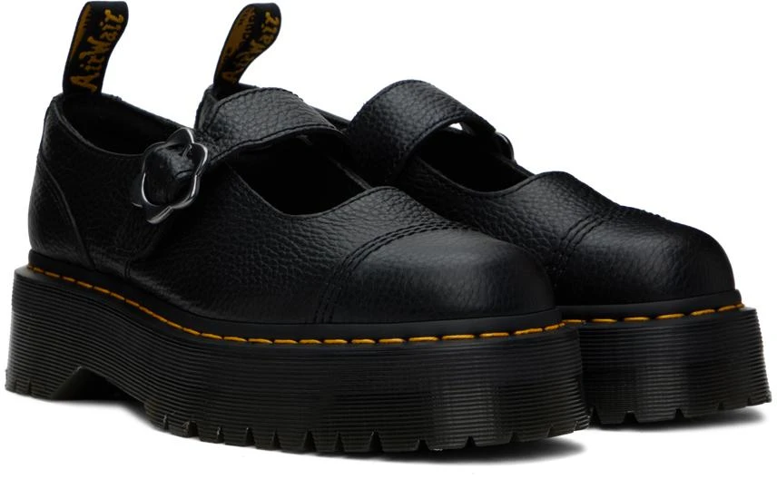 Dr. Martens Black Addina Flower Buckle Leather Platform Oxfords 4