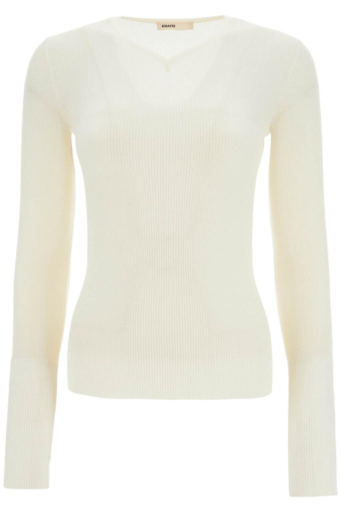 Khaite glaze color wool top with v-neck