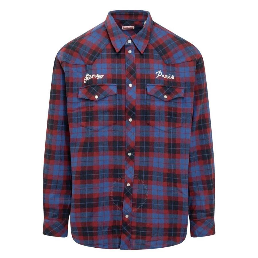 Kenzo Royal Blue Check Long Sleeve Shirt 1