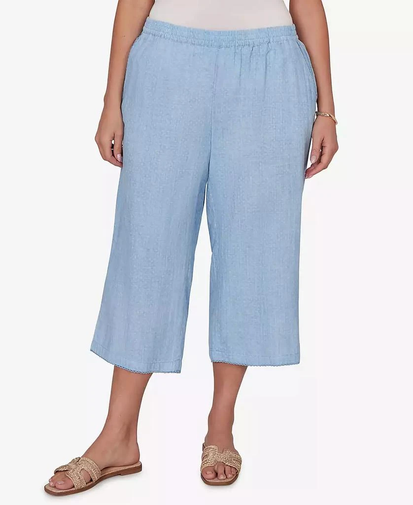 Ruby Rd. Plus Size Snow Washed Gauze Pull-On Capri Pants