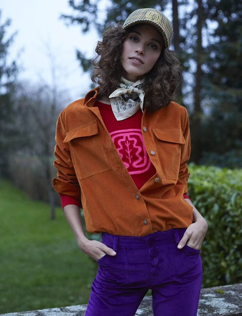 INES DE LA FRESSANGE Chandler orange velvet shirt 2