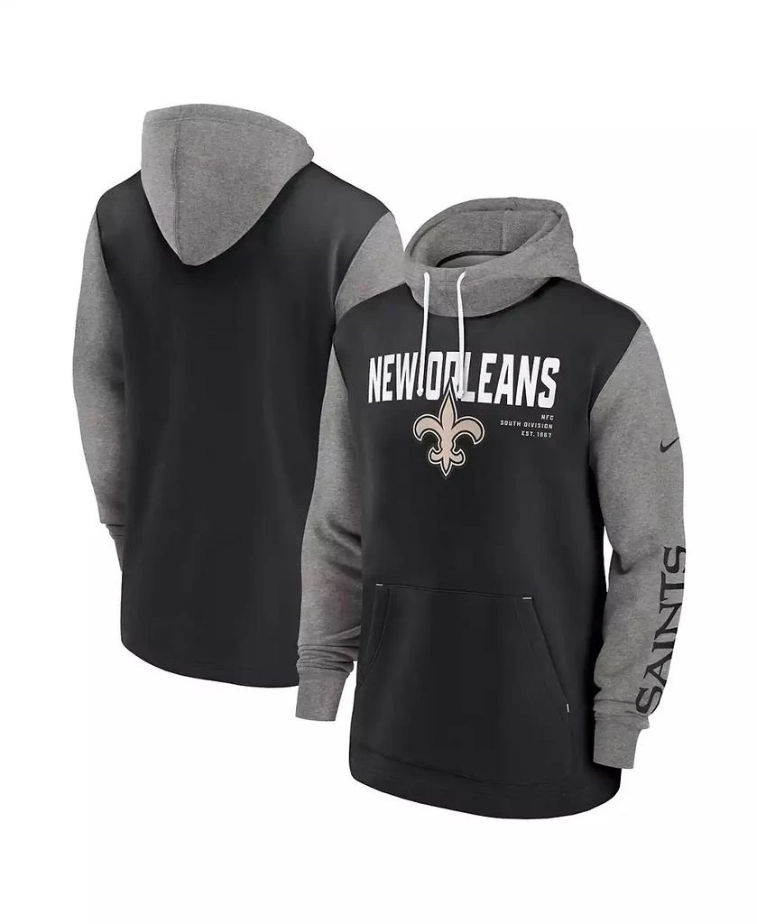 NIKE Men's Black New Orleans Saints Fashion Color Block Pullover Hoodie 3