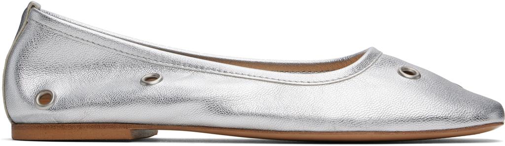 mfpen Silver Eyelet Ballerina Flats