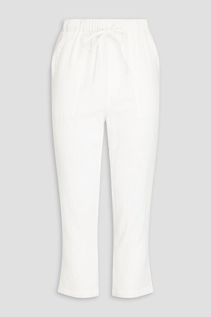 Monrow Cropped cotton-gauze bootcut pants