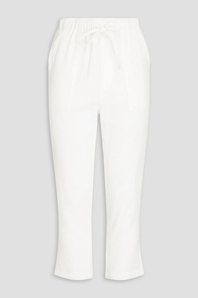 MONROW Cropped cotton-gauze bootcut pants 1