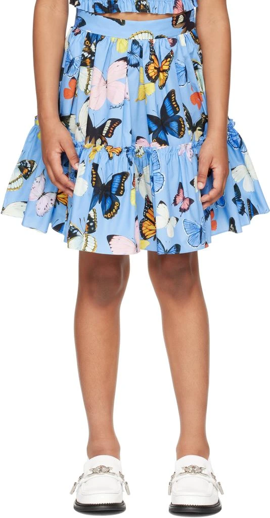 Dolce
Gabbana Kids Blue Butterfly-Print Poplin Skirt