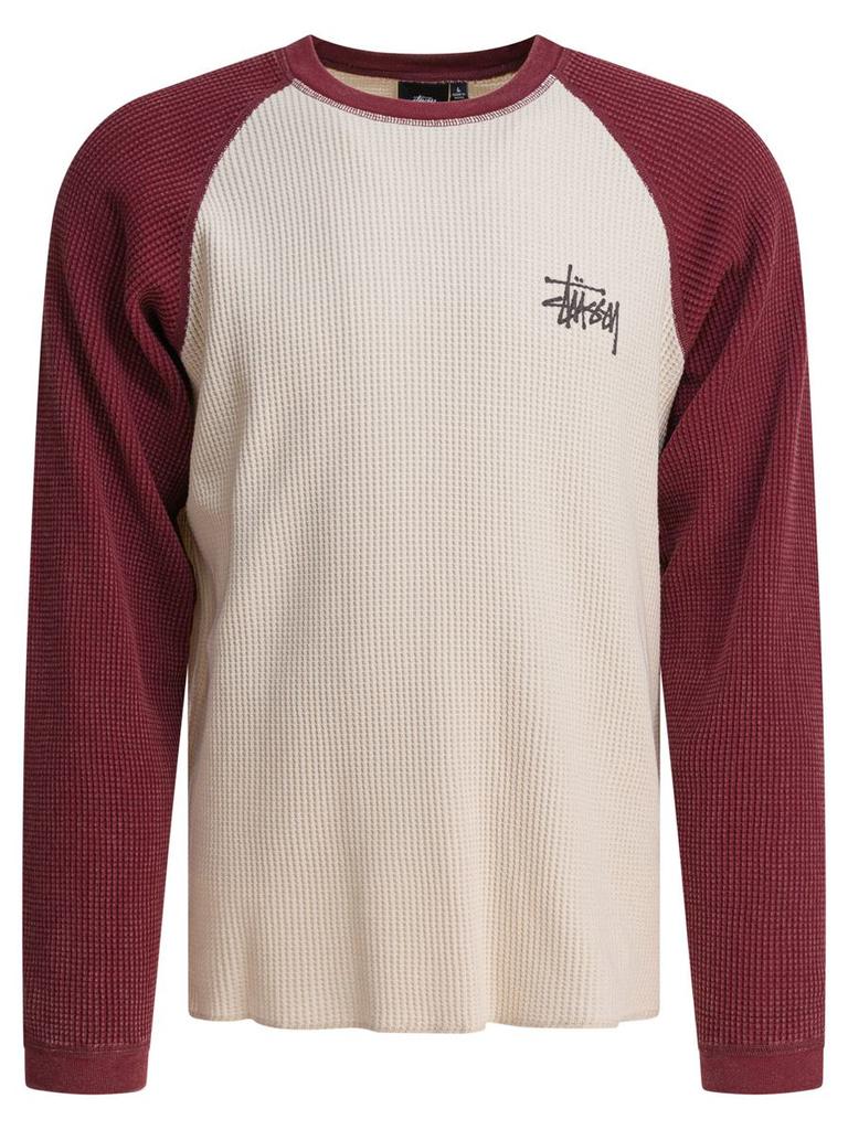 stussy RAGLAN THERMAL 2 TONE Mサイズ Stussy Thermal 2 Tone Raglan Shirt White Men's - SS25 - US