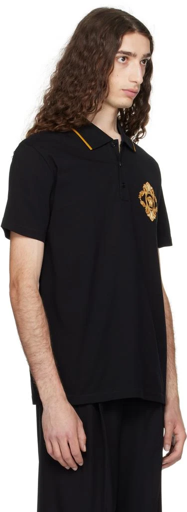 Versace Black Embroidered Architectural Baroque Polo 2