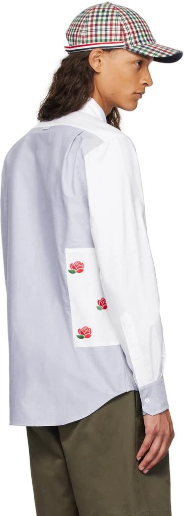 Thom Browne White & Blue Paneled Shirt 3