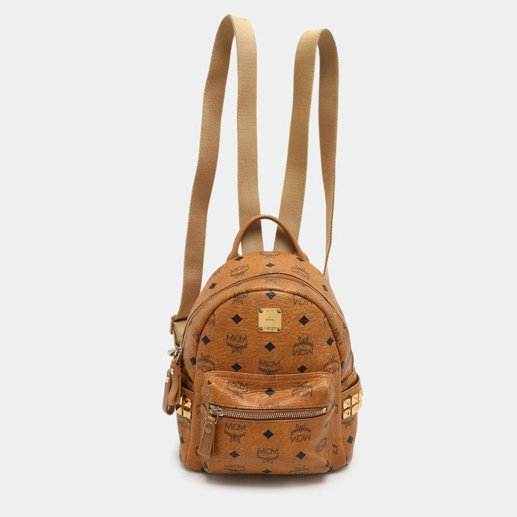 MCM MCM Cognacn Visetos Coated Canvas and Leather Studs Stark Backpack