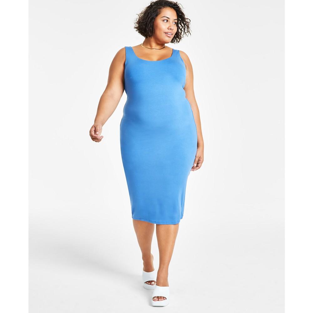 Bar III Trendy Plus Size Sleeveless Bodycon Midi Dress, Created for Macy's
