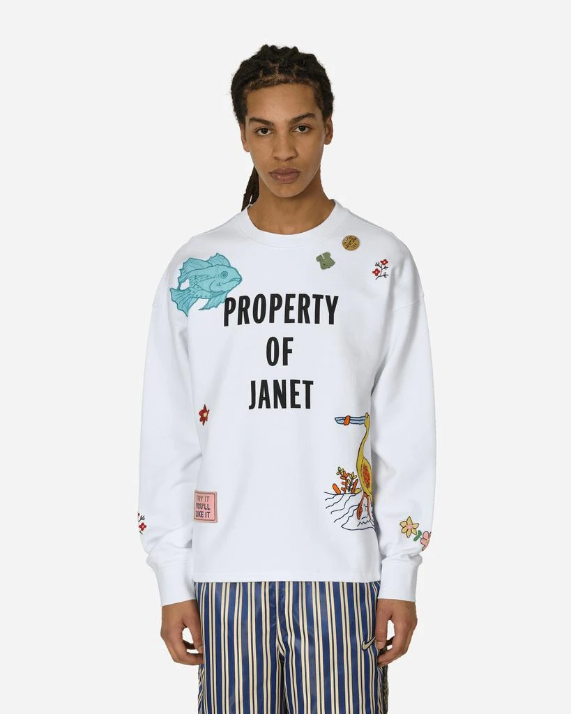 BODE Property of Janet Crewneck Sweatshirt White 1