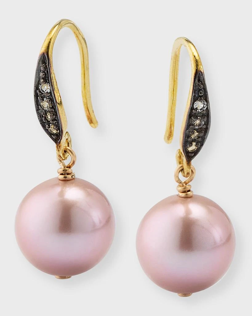 Margo Morrison Pink Edison Freshwater Pearl Drop Earrings with White Sapphires 1