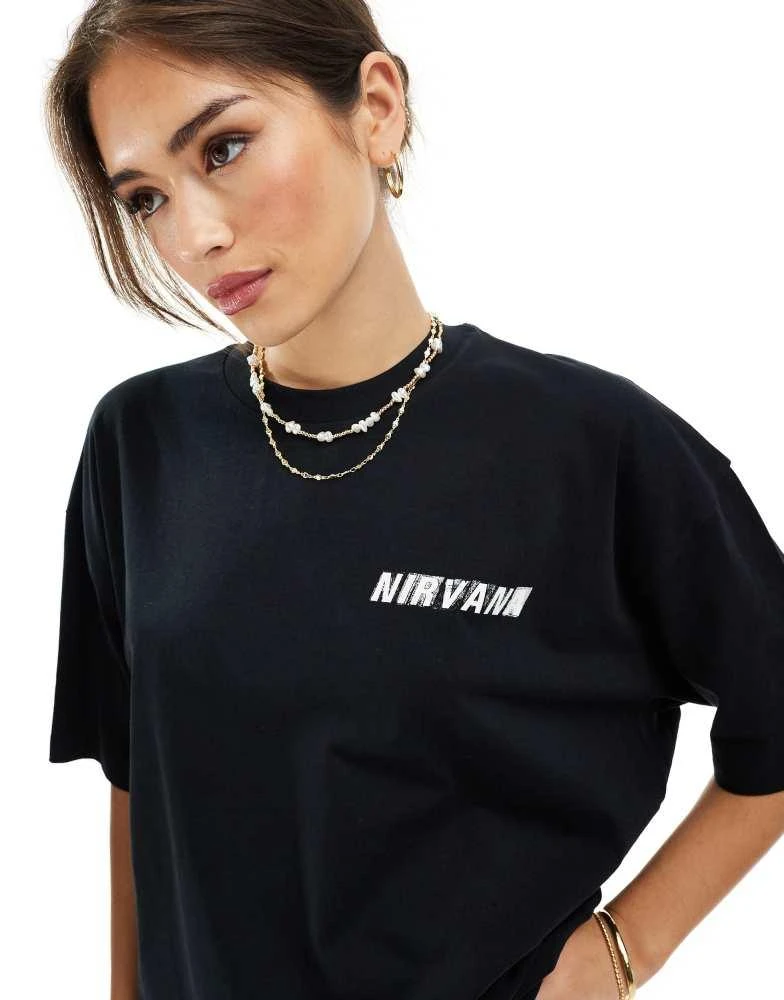 ASOS ASOS DESIGN unisex oversized band t-shirt with Nirvana graphic prints in black 4