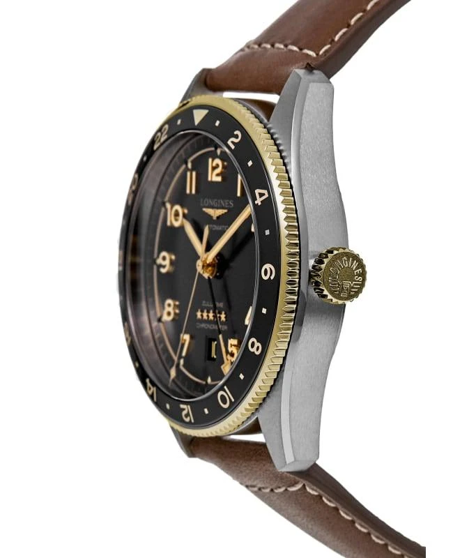 Longines Longines Spirit Zulu Time Automatic GMT Black Dial 18K Yellow Gold Bezel Leather Strap Men's Watch L3.802.5.53.2 3