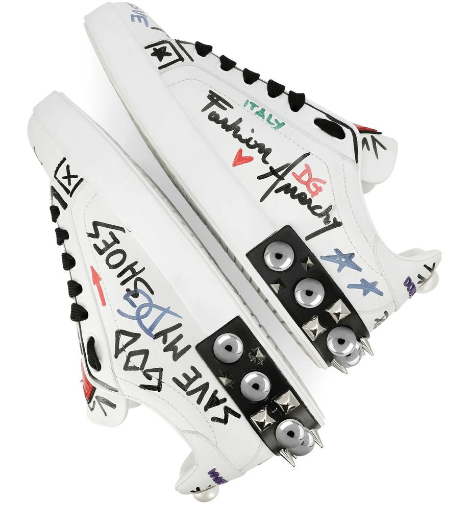 Dolce & Gabbana Printed calfskin Portofino sneakers with patch 6