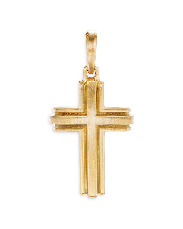 David Yurman Men's Deco Cross Pendant in 18K Yellow Gold, 34mm