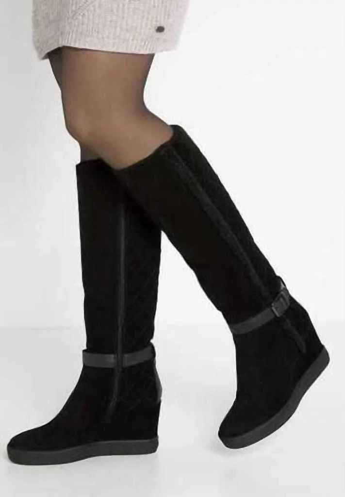 Aquatalia Aquatalia - Suede Leather Quilted Weatherproof Wedge Boots 1