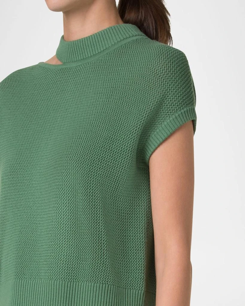 Akris Slash Cutout Short-Sleeve Cool Wool Mesh Knit Sweater 5
