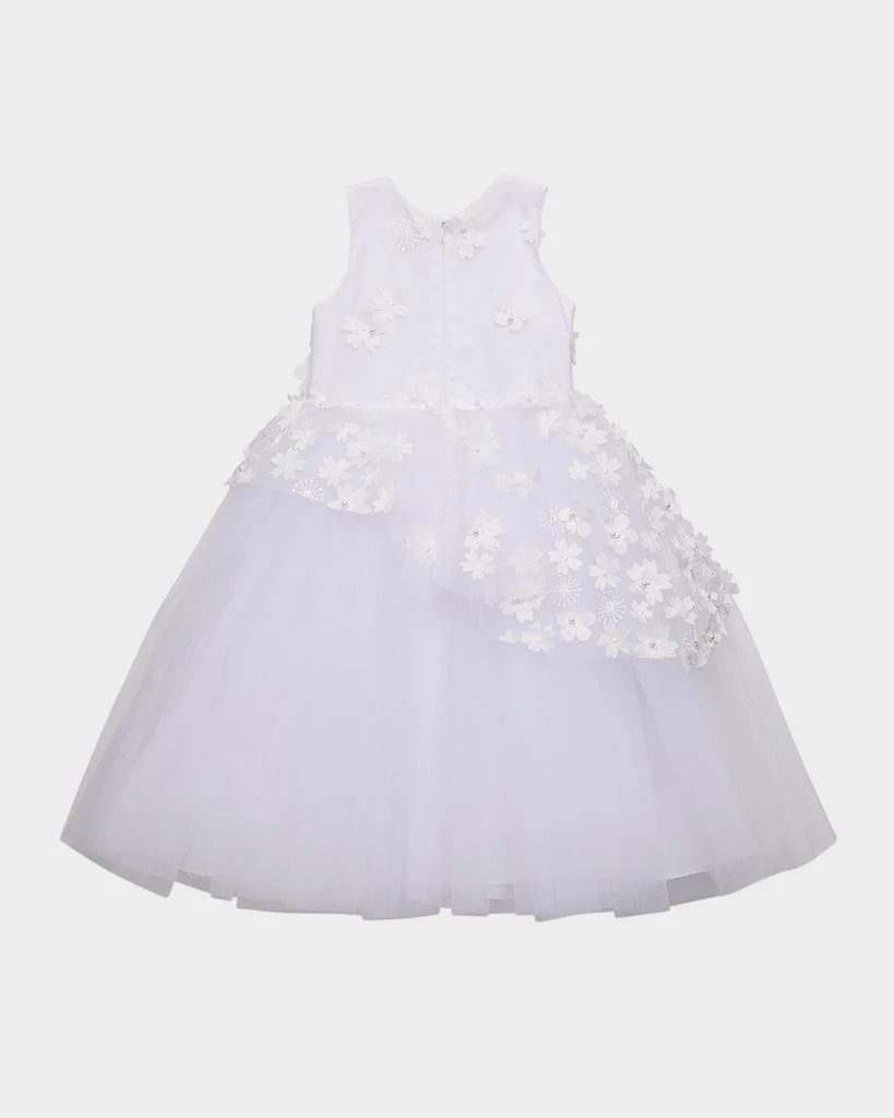 White Label by Zoe Girl's Lauren 3D Flower Embellished Tulle Dress, Size 2-12 2