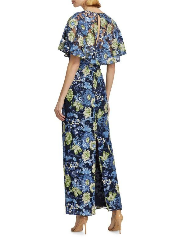 LELA ROSE Embroidered Tulle Column Dress 2