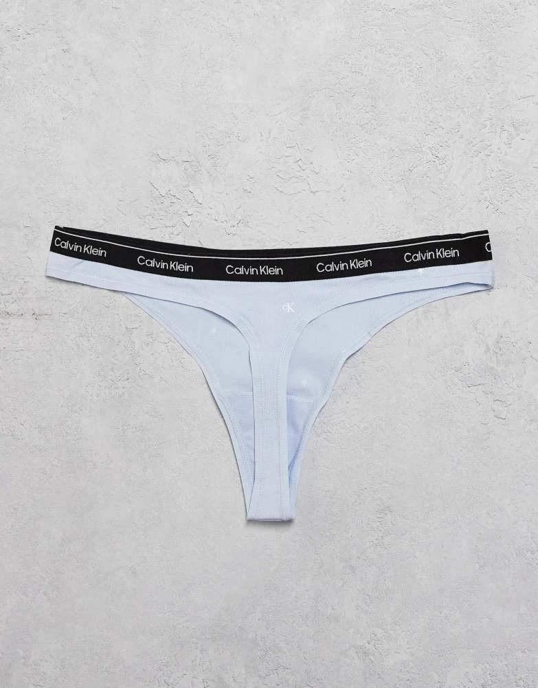 Calvin Klein Calvin Klein Icon Logo 7 pack thongs in white/blue with black waistbands 2