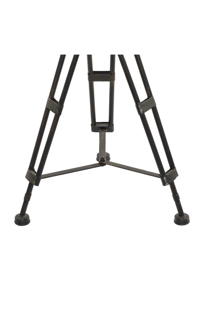 SONOMA SAGE HOME Black Metal Film Reel Accent Table with Tripod Legs and Glass Top 5