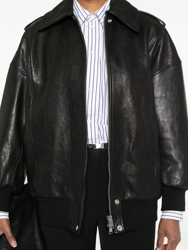 Alexander McQueen BLACK LEATHER JACKET WITH EPAULETTES 4